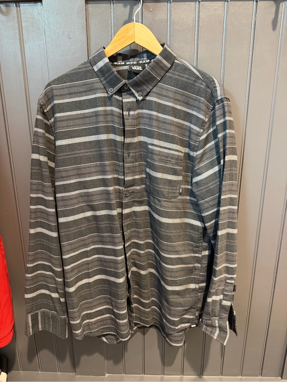 Vans Gray & Light-Gray Striped Button-Down Shirt